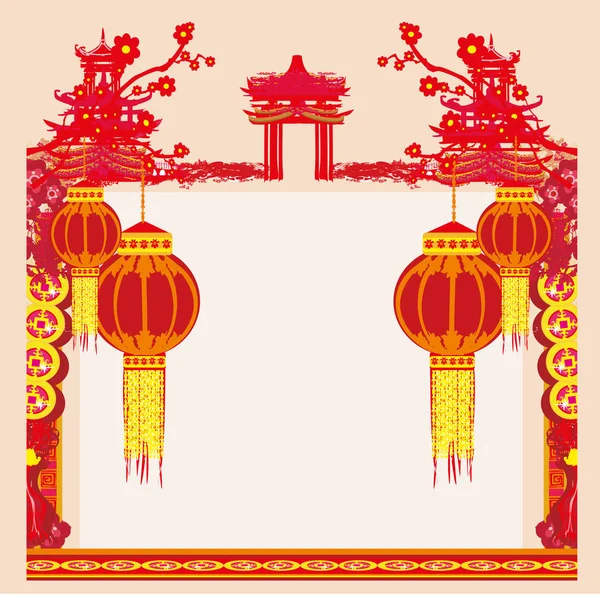 Poloviční podzimní festival pro čínský nový rok - rámeček — Stockový vektor