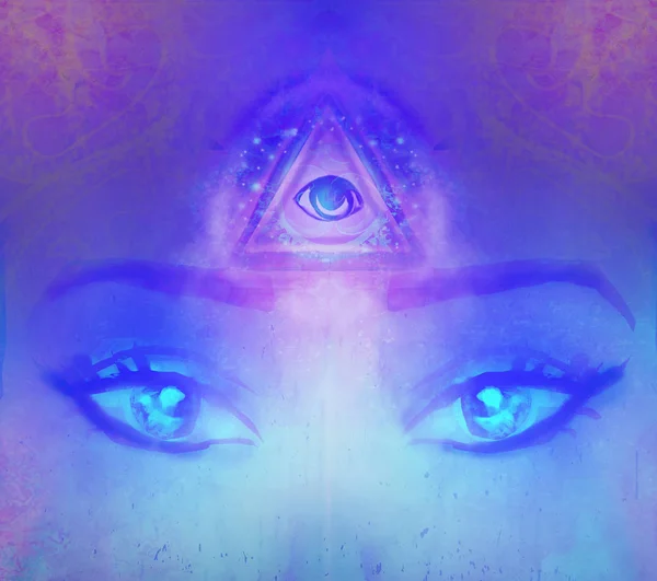 Woman with third eye, psychic supernatural senses — Stock Photo, Image