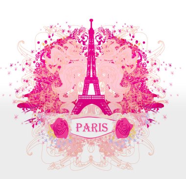 Vintage retro Eyfel Kulesi soyut kartı