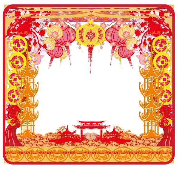 Mid-Autumn Festival for Chinese New Year - frame — Stock Vector