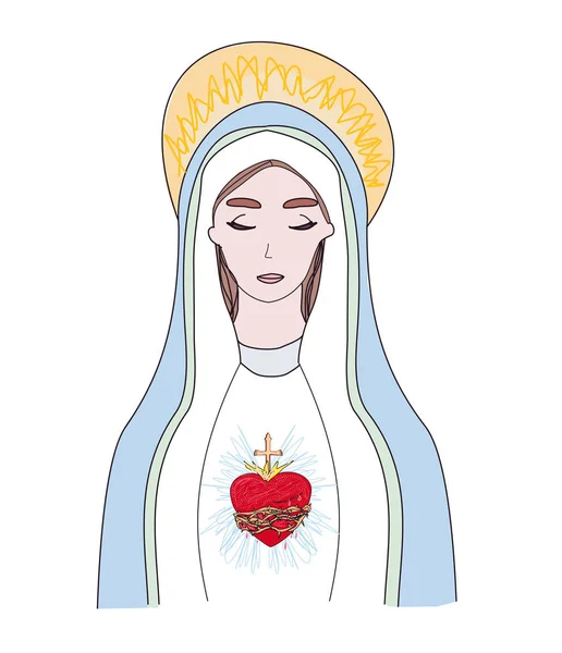 O Coração da Virgem Maria, ilustração isolada — Vetor de Stock