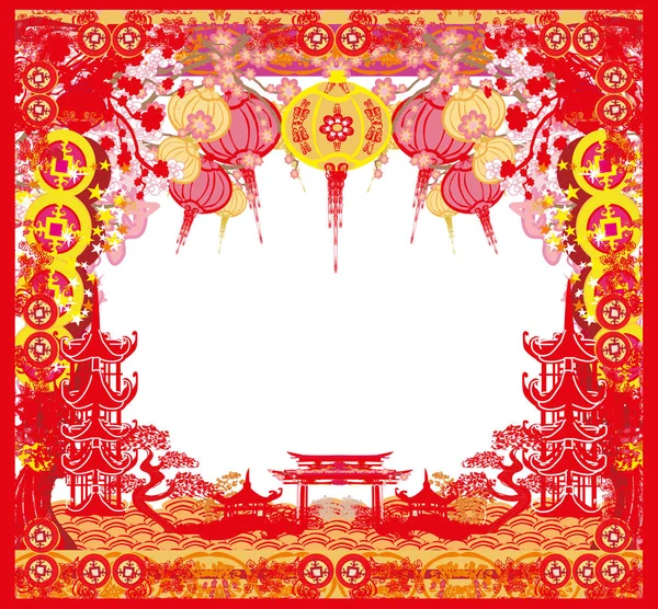 중국 새해를 위한 중간의 가을 축제 - 틀 — 스톡 벡터