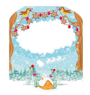 kuşlar ile güzel bir Noel kartı