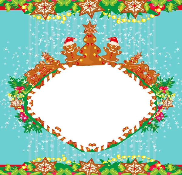 Weihnachtskarte mit Lebkuchen — Stockvektor