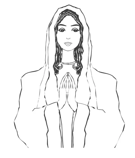 Santísima Virgen María retrato, ilustración aislada — Vector de stock