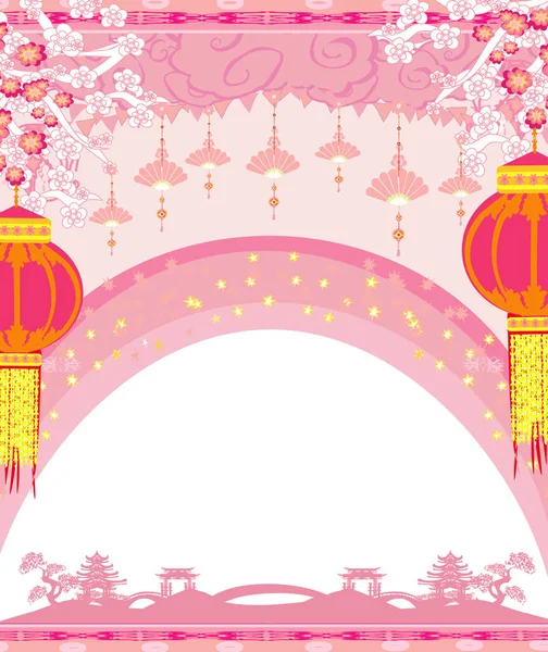 Mid Autumn Festival Chinese New Year Card — Stock Vector