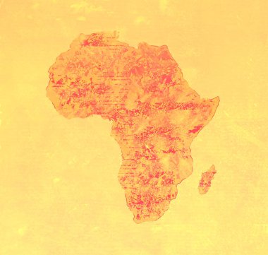 grunge kahverengi Afrika haritası