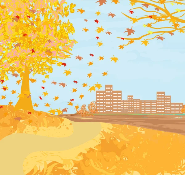 Stadtpark Herbst Illustration — Stockvektor