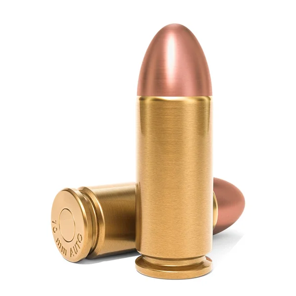 Pistol Bullets Rendering Isolated White Background — Stock Photo, Image