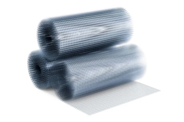 Welded Wire Mesh Rolls Rendering Isolated White Background — Stock Photo, Image