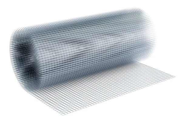 Welded wire mesh roll closeup, 3D rendering isolated on white background