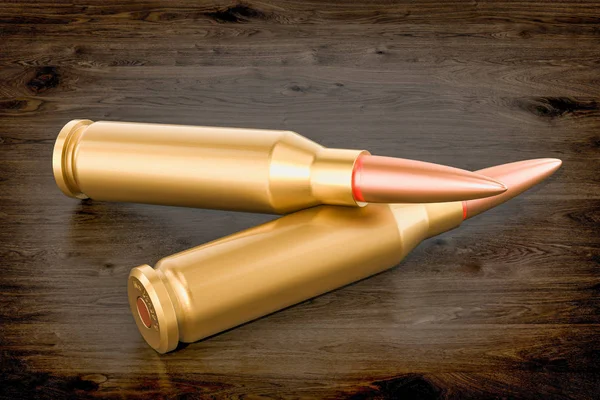 Bullets Wooden Table Rendering — Stock Photo, Image