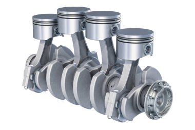 Beyaz arka plan üzerinde izole satır içi dört motor