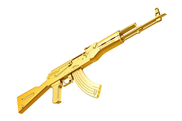 Rifle Asalto Dorado Representación Aislada Sobre Fondo Blanco — Foto de Stock