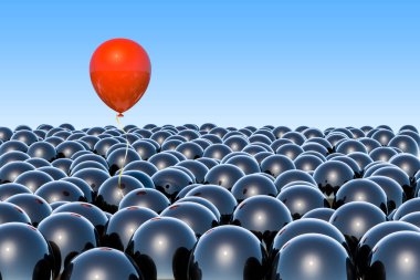 Balonlu kazanan ve lider kavramı. 3D render