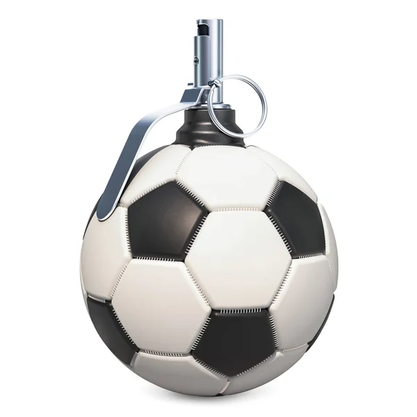 Soccer Ball Hand Grenade Rendering Isolated White Background — Stock Photo, Image