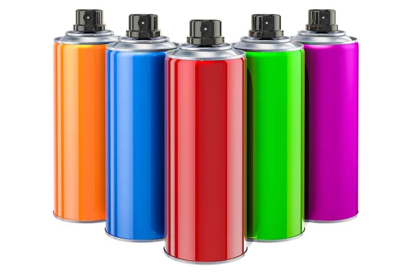 Spray Paint Cans Closeup Rendering Isolated White Background — Stock Photo, Image