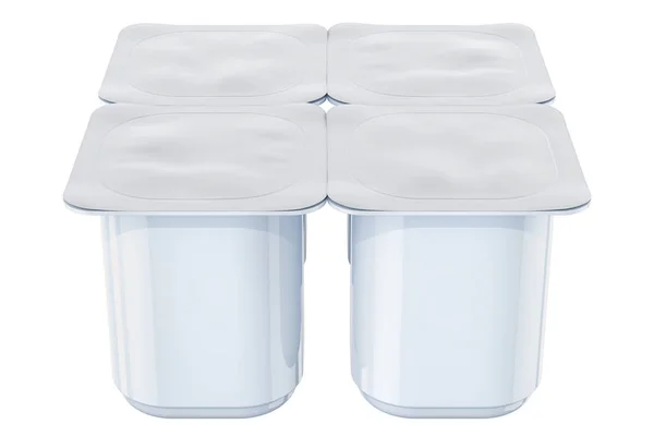 Yoghurt Plastic Verpakkingen Mock Rendering — Stockfoto