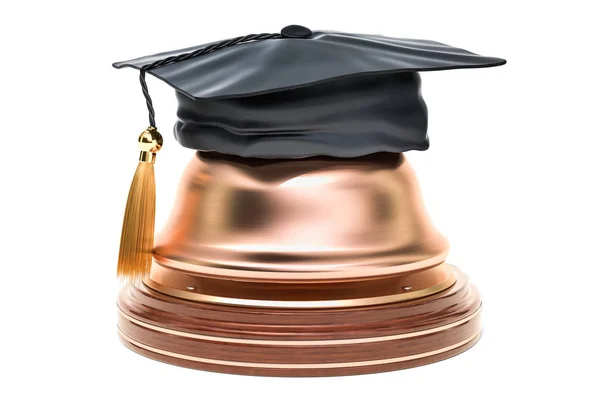 接待钟与毕业帽 在白色背景上隔离3D — 图库照片