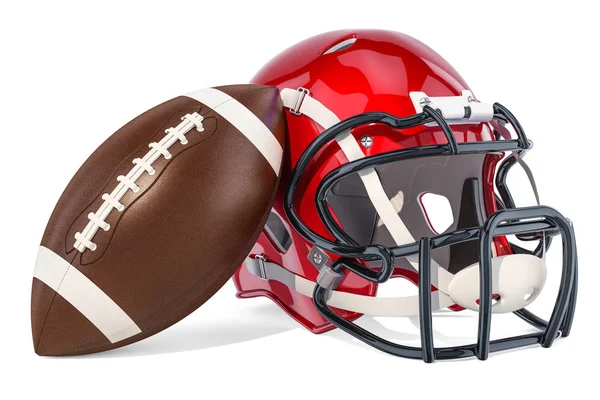 Casco Football Americano Palla Rendering Isolato Sfondo Bianco — Foto Stock