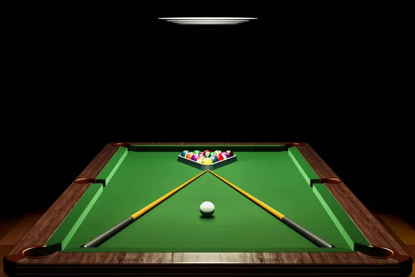 Bilardo Masası Topları Işaret Içinde Oda Portre Render Ile — Stok fotoğraf