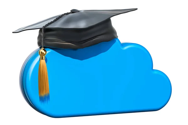 Online Bildungskonzept Computer Cloud Mit Abschluss Cap Darstellung — Stockfoto