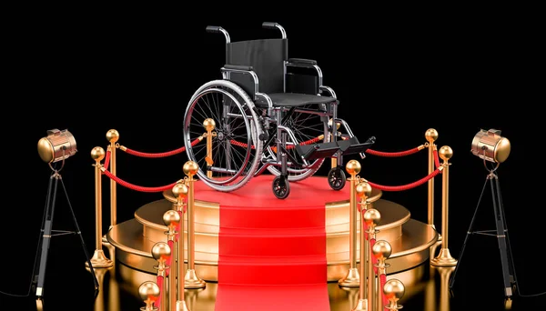 Подиум Инвалидной Коляской Рендеринг Изолирован Черном Фоне — стоковое фото