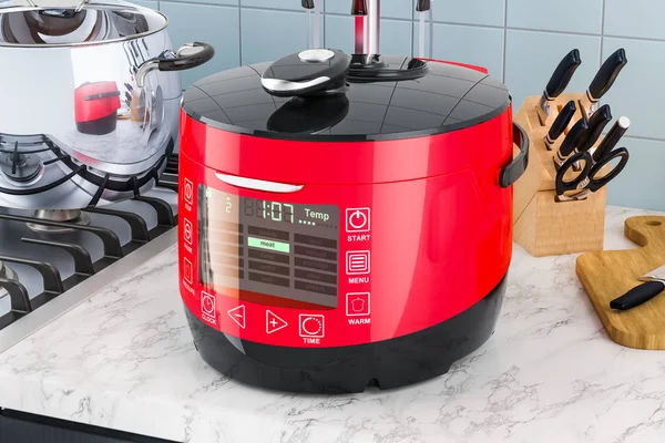 Automatic Multicooker Kitchen Table Rendering — Stock Photo, Image