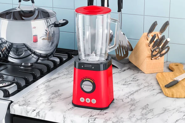 Elektrik blender mutfak masasının üzerinde. 3D render