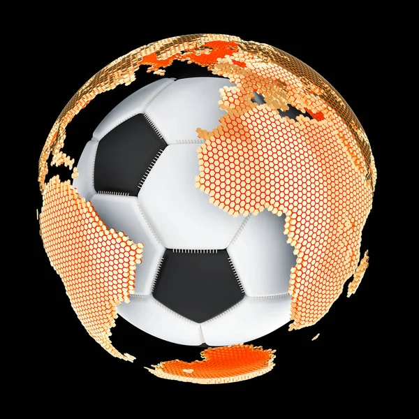 Global Soccer Concept Rendering Isolato Sfondo Nero — Foto Stock