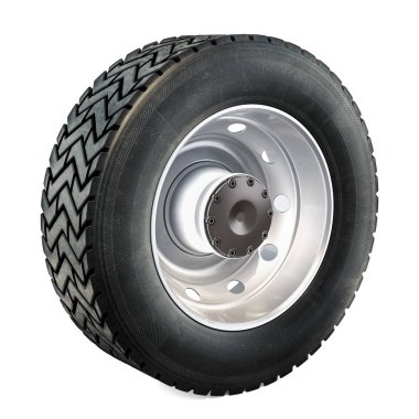 Kamyon tekerleği, 3d render üzerinde siyah adam izole