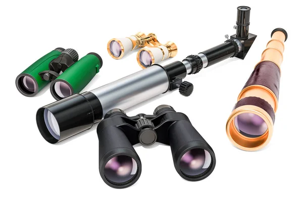 Optical Devices Opera Glasses Binoculars Spyglass Military Binoculars Telescope Rendering — Stock Photo, Image