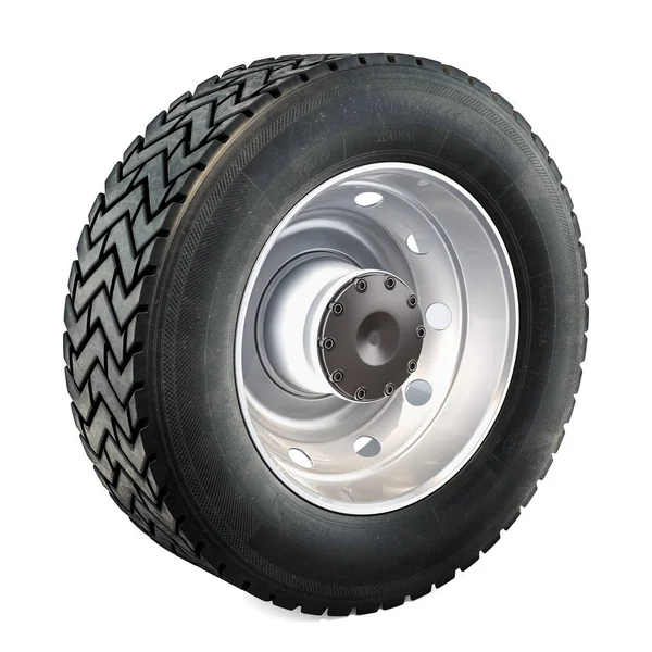 Kamyon tekerleği, 3d render üzerinde siyah adam izole