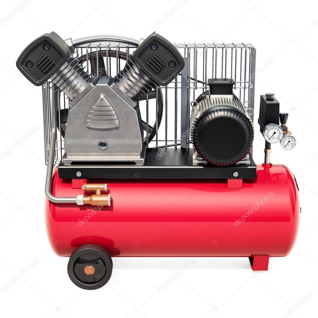 Portable air compressor isolated on white background