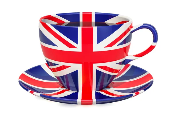 Φλιτζάνι Τσαγιού Μια Σημαία Της Μεγάλης Βρετανίας Rendering — Φωτογραφία Αρχείου
