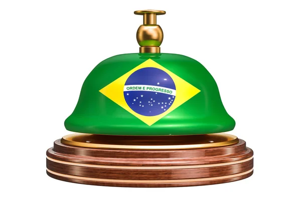 Empfangsglocke Mit Brasilianischer Flagge Servicekonzept Darstellung Isoliert Auf Weißem Hintergrund — Stockfoto