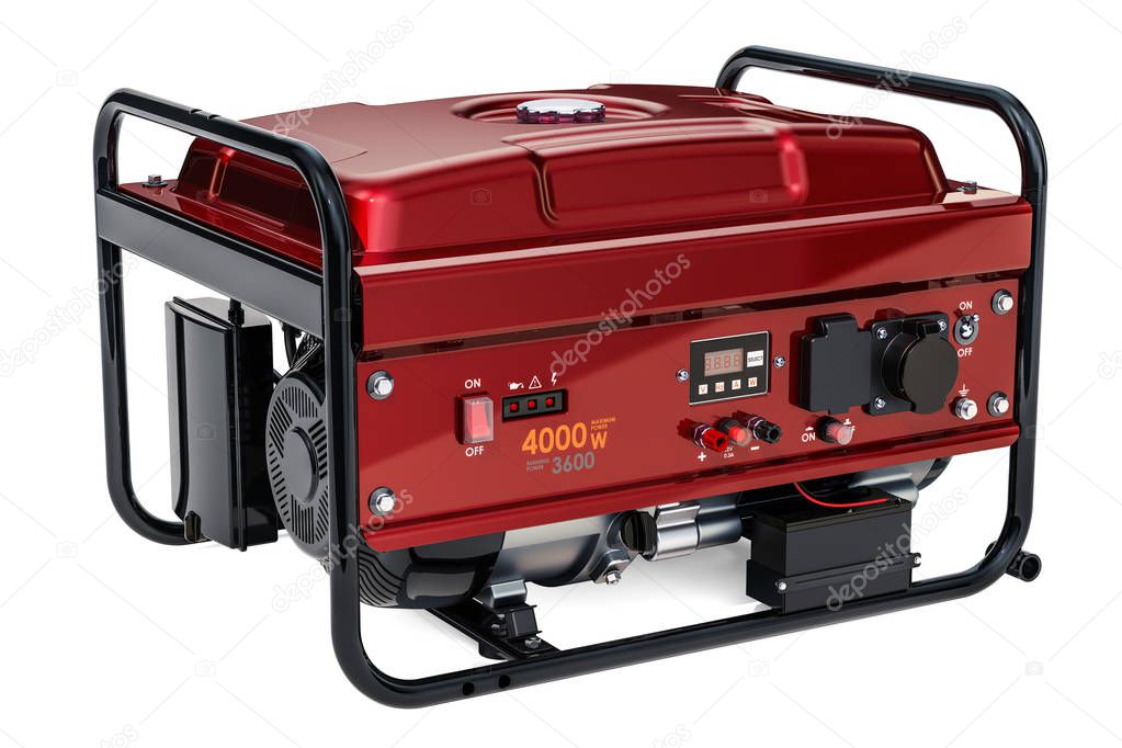 Gasoline Generator, 3D rendering isolated on white background