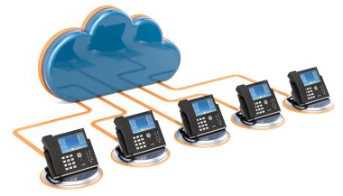 VoIP iletişim kavramı. Beyaz arka plan üzerinde izole 3d render