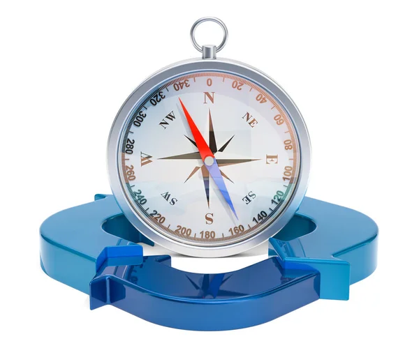 Business Success Concept Compass Blue Arrows Rendering — Stock Photo, Image