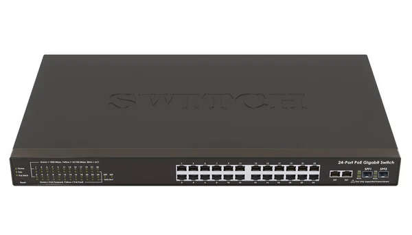 Network Switch Ports Rendering Isolated White Background — Stock Photo, Image