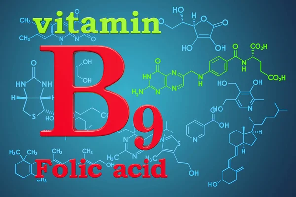 Vitamine Acide Folique Formule Chimique Structure Moléculaire Rendu — Photo