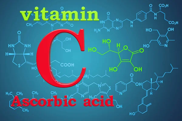 Vitamine Acide Ascorbique Formule Chimique Structure Moléculaire Rendu — Photo