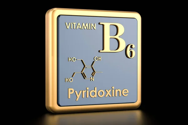 Vitamina Piridoxina Ícone Fórmula Química Estrutura Molecular Renderização — Fotografia de Stock