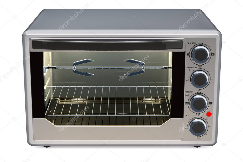 Convection Toaster Oven with Rotisserie and Grill, 3D rendering isolated on white background