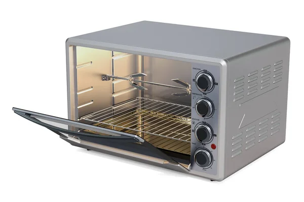 Opened Convection Toaster Oven Rotisserie Grill Rendering Isolated White Background — Stock Photo, Image