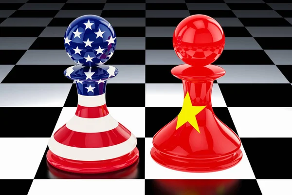 China United States confrontation and opposition concept. 3D rendering isolated on white background