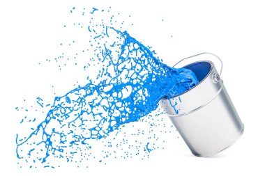 Mavi boya sıçramasına ile 3d render beyaz arka plan üzerinde izole olabilir