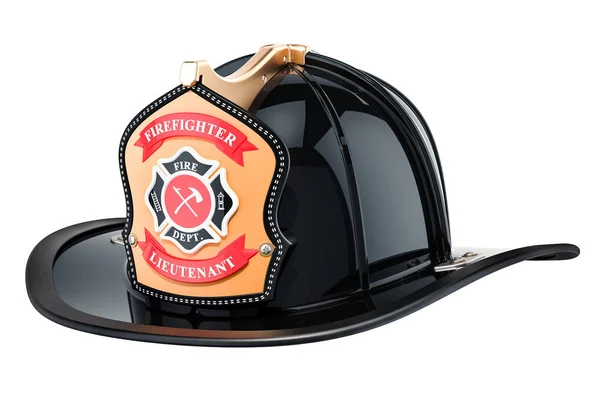 黑色消防员头盔 渲染在白色背景下隔离 — 图库照片