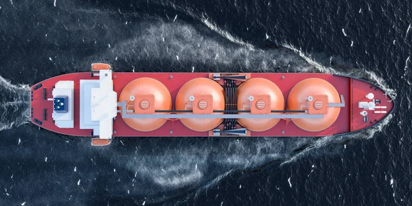 Газовий Танкер Плаває Океані Вид Зверху Візуалізація — стокове фото
