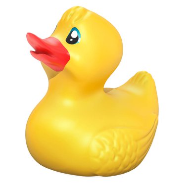 Sarı lastik ördek, beyaz arka plan üzerinde izole 3d render